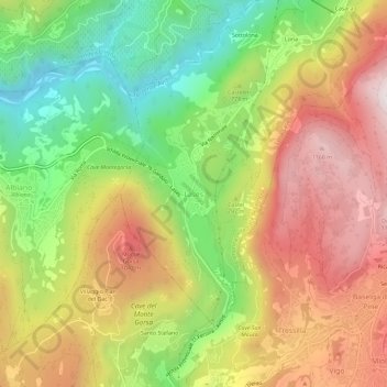 Mappa topografica Lases, altitudine, rilievo