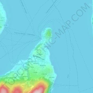 Mappa topografica Pescallo, altitudine, rilievo