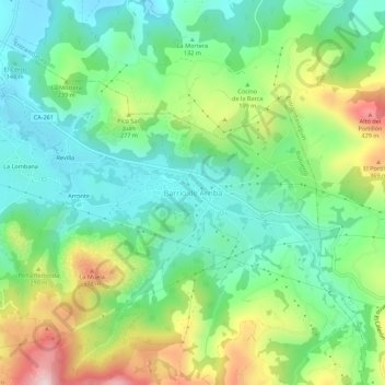 Mappa topografica Barrio de Arriba, altitudine, rilievo