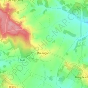 Mappa topografica Le Val, altitudine, rilievo