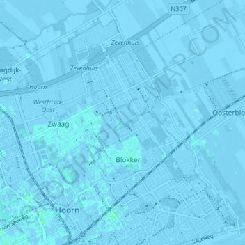 Mappa topografica De Bangert, altitudine, rilievo