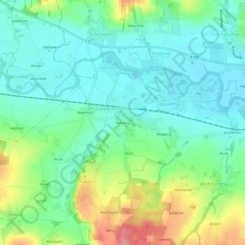 Mappa topografica Penning, altitudine, rilievo