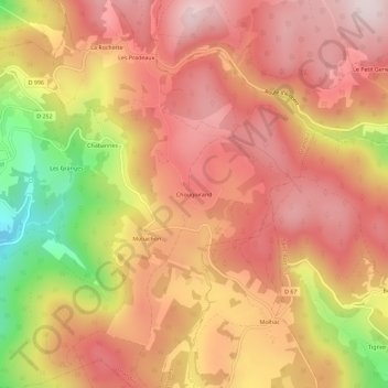 Mappa topografica Chougoirand, altitudine, rilievo