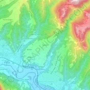 Mappa topografica Filecchio, altitudine, rilievo