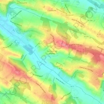 Mappa topografica Saint-Jean de Lagane, altitudine, rilievo
