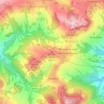 Mappa topografica Monte Video, altitudine, rilievo