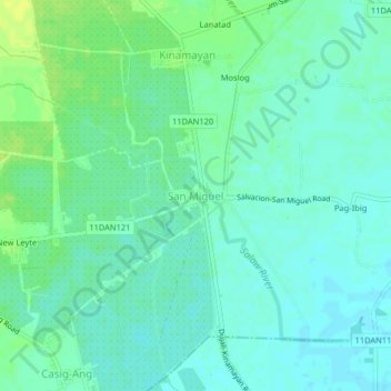 Mappa topografica San Miguel, altitudine, rilievo