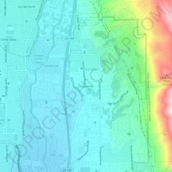 Mappa topografica Edgemont, altitudine, rilievo
