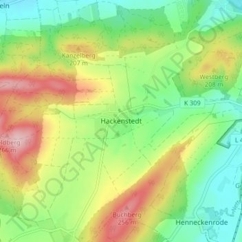Mappa topografica Hackenstedt, altitudine, rilievo