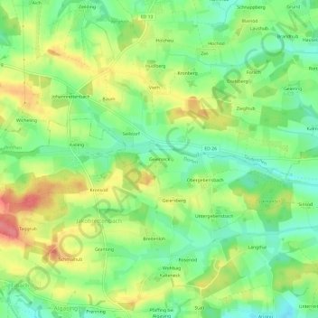 Mappa topografica Geierseck, altitudine, rilievo