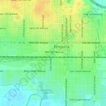 Mappa topografica Humbolt Park, altitudine, rilievo
