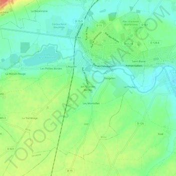 Mappa topografica Les Grandes Bordes, altitudine, rilievo