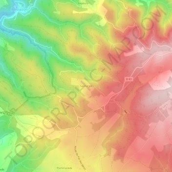 Mappa topografica Sarméger, altitudine, rilievo