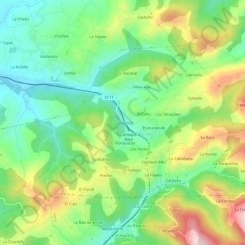 Mappa topografica La Estación, altitudine, rilievo