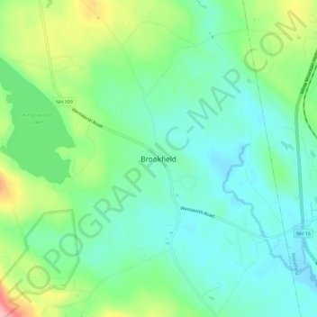 Mappa topografica Brookfield, altitudine, rilievo