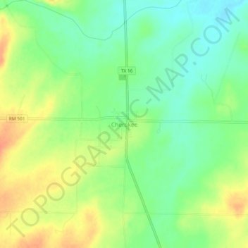 Mappa topografica Cherokee, altitudine, rilievo