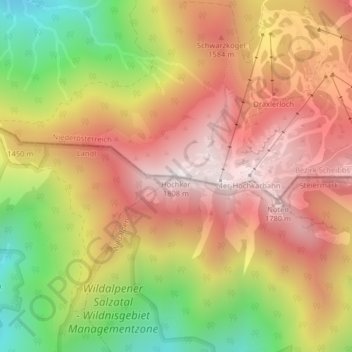 Mappa topografica Hochkar, altitudine, rilievo