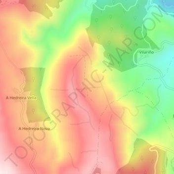 Mappa topografica Carballa Redonda, altitudine, rilievo
