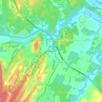 Mappa topografica Gainesboro, altitudine, rilievo