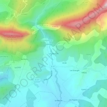 Mappa topografica La Charagne, altitudine, rilievo