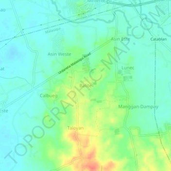 Mappa topografica Balite, altitudine, rilievo