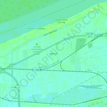 Mappa topografica Belmont, altitudine, rilievo