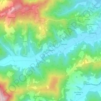 Mappa topografica Petrelle, altitudine, rilievo