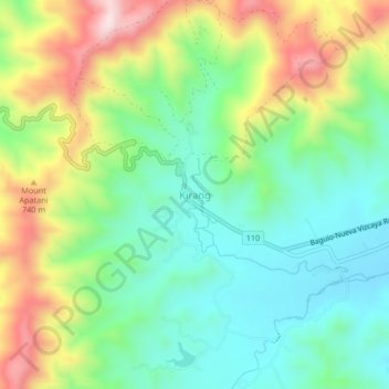 Mappa topografica Kirang, altitudine, rilievo