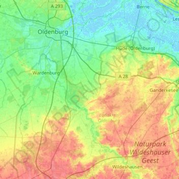 Mappa topografica Hatten, altitudine, rilievo