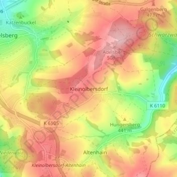 Mappa topografica Kleinolbersdorf, altitudine, rilievo