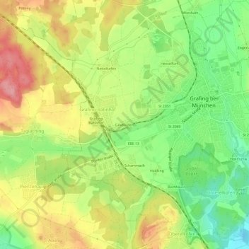Mappa topografica Gindlkofen, altitudine, rilievo