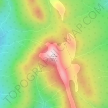 Mappa topografica Carbon Peak, altitudine, rilievo