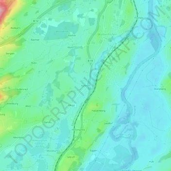 Mappa topografica Kuhnen, altitudine, rilievo