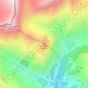 Mappa topografica Hochwarte, altitudine, rilievo