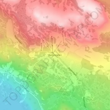 Mappa topografica Beitostølen, altitudine, rilievo