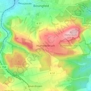 Mappa topografica Hummerbruch, altitudine, rilievo