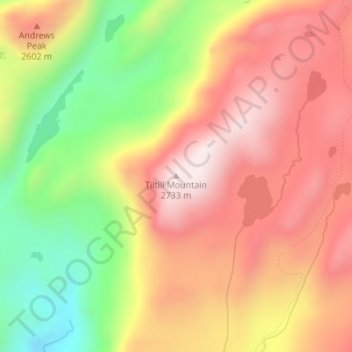 Mappa topografica Tiltill Mountain, altitudine, rilievo