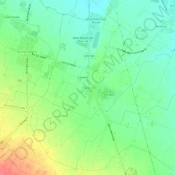Mappa topografica Piazza, altitudine, rilievo