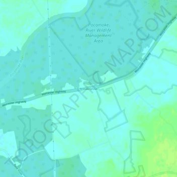 Mappa topografica Willow Grove, altitudine, rilievo
