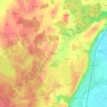 Mappa topografica Wurzach, altitudine, rilievo