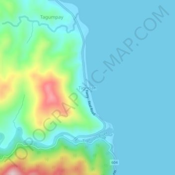 Mappa topografica Tignoan, altitudine, rilievo
