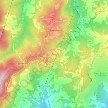 Mappa topografica Il Torrino, altitudine, rilievo