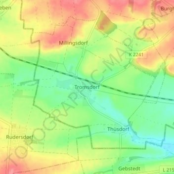 Mappa topografica Tromsdorf, altitudine, rilievo
