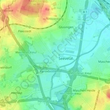 Mappa topografica Jehrden, altitudine, rilievo