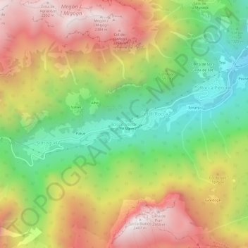 Mappa topografica Bosco Verde, altitudine, rilievo