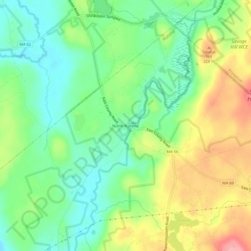 Mappa topografica North Rutland, altitudine, rilievo