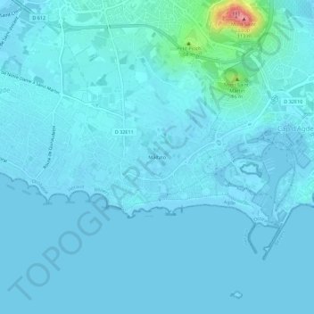 Mappa topografica Malfato, altitudine, rilievo