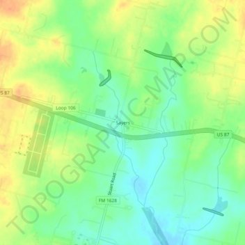 Mappa topografica Sayers, altitudine, rilievo