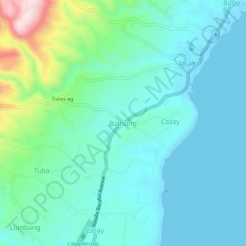 Mappa topografica Balisong, altitudine, rilievo