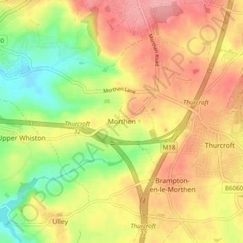 Mappa topografica Morthen, altitudine, rilievo